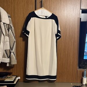 Ann Taylor Black and Cream Midi Dress